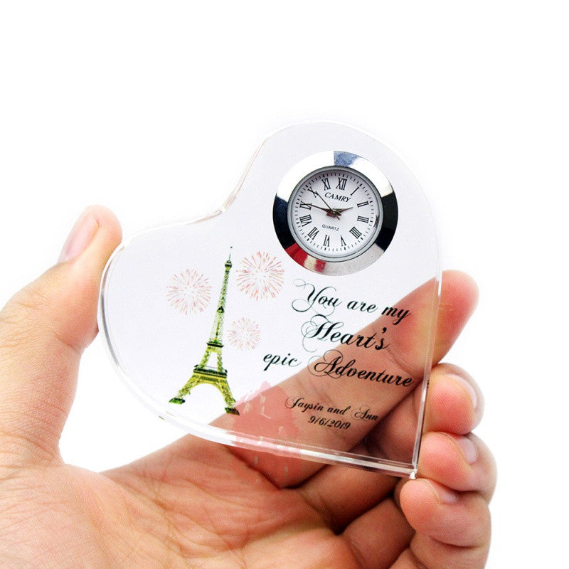 New Crystal Heart-shaped Crystal Clock New Crystal Heart-shaped Crystal Clock